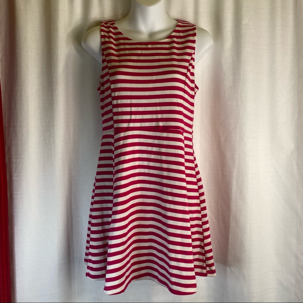 JJ Basics Pink & White Stripe Dress Large